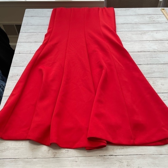 $460 Betsy & Adam Womens Red Ruffled One Shoulder Trumpet Scuba Gown Dress 6 - Picture 4 of 7